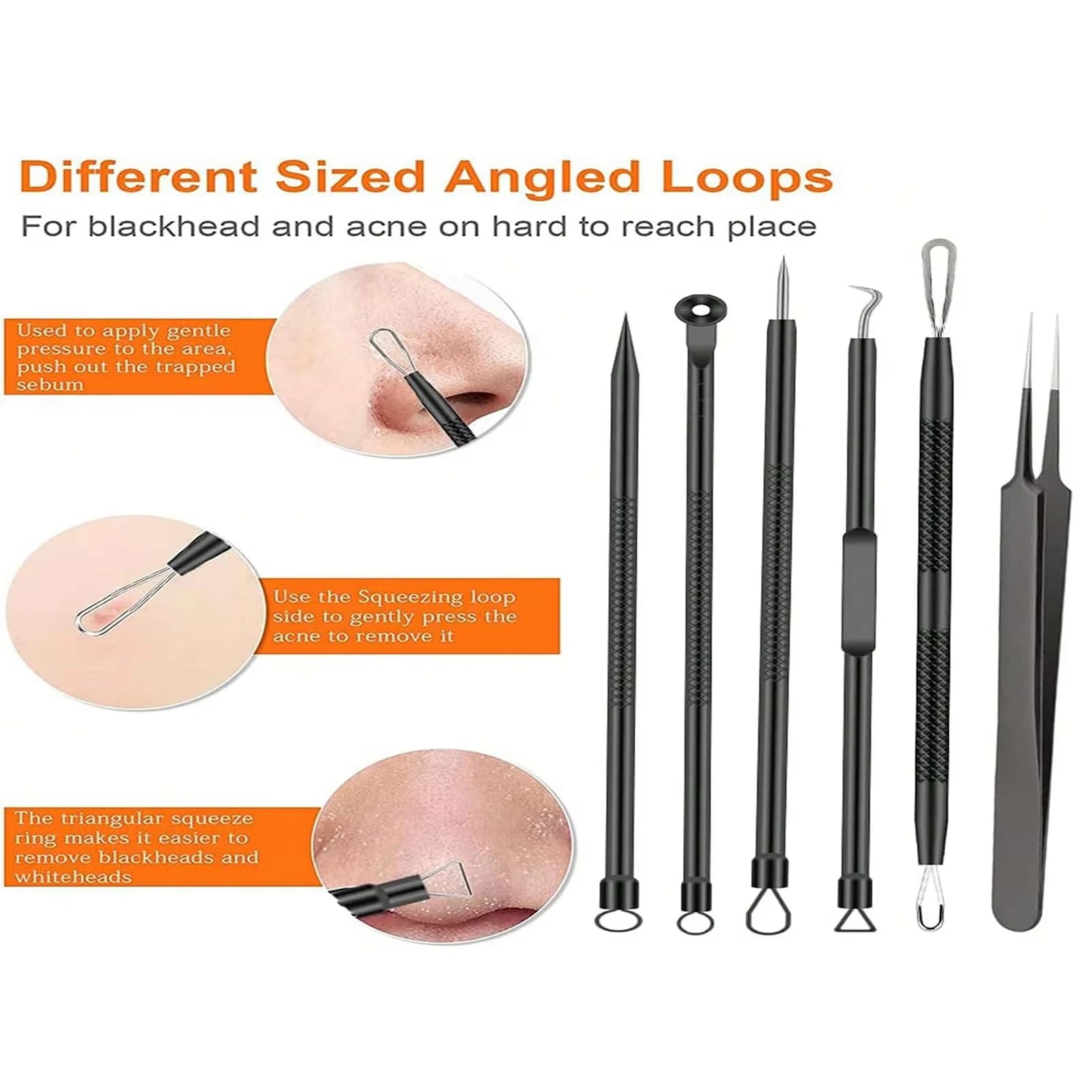 six-piece stainless steel acne needle and clip set — image 4