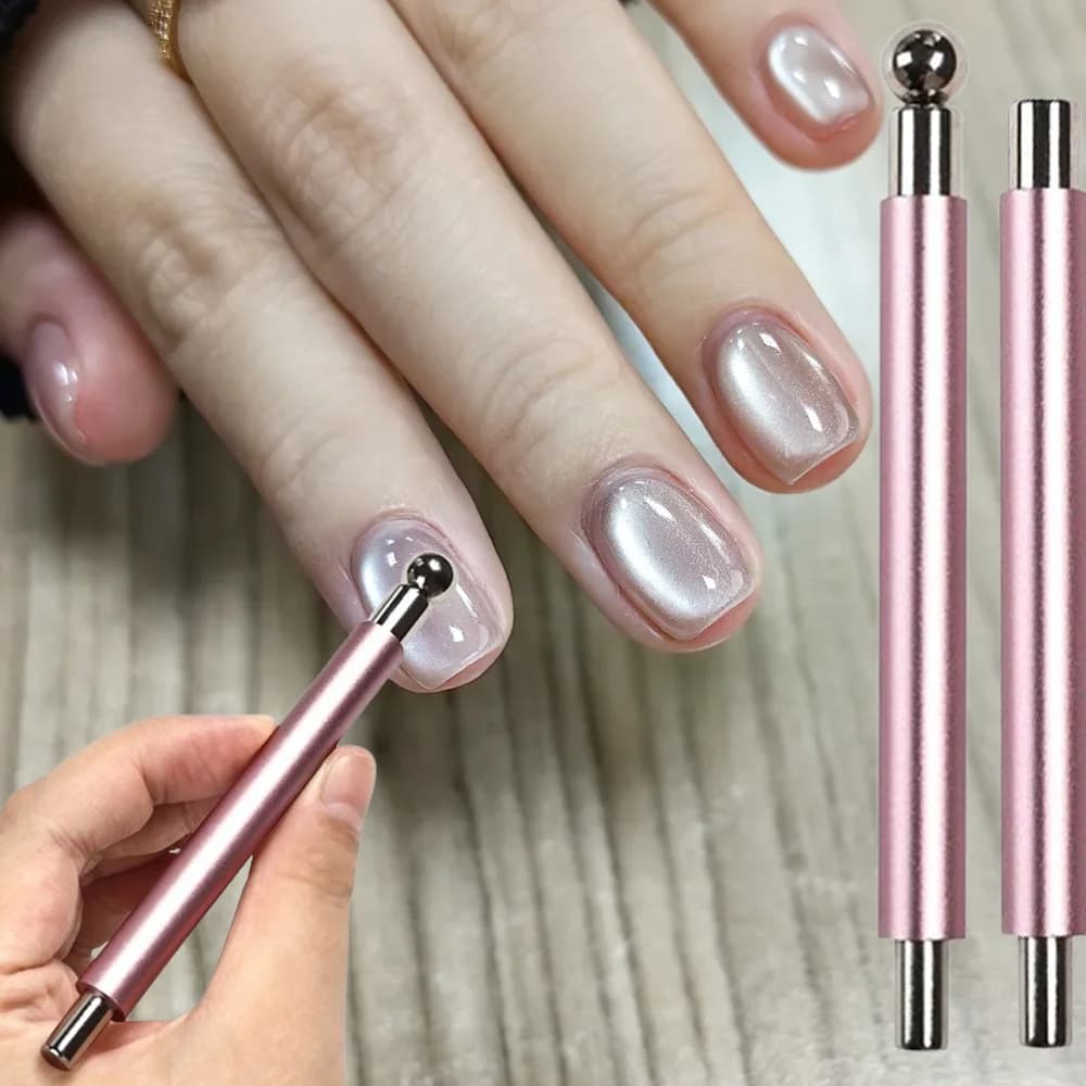 Double Head Cat Eye Nail Magnet Pen with Steel Ball