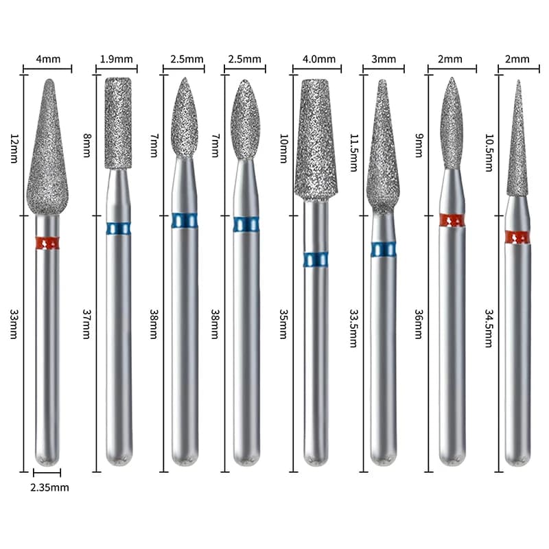 Set of 10 milling cutter bits for electric nail drill — image 3