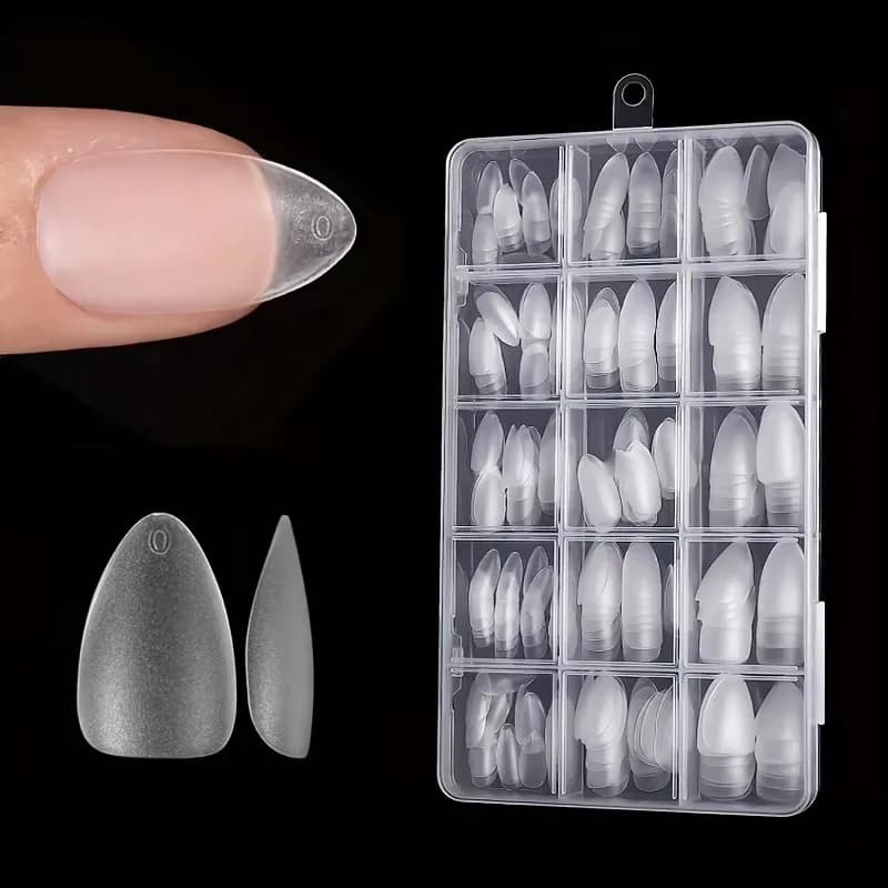 Box of 330 short almond matte gel nail tips — image 5