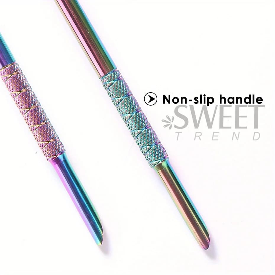 stainless steel double-headed nail pusher for cuticle removal — image 3