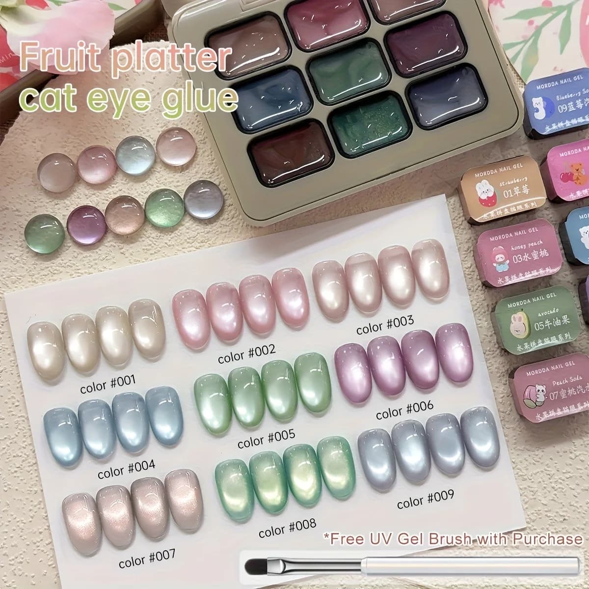 reflective cat eye magnetic nail gel set with nine colors — image 4