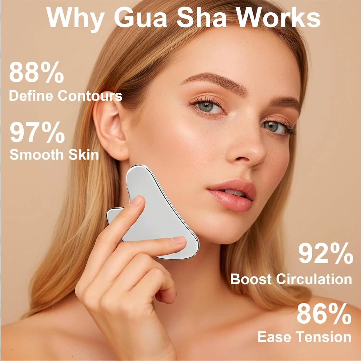 Stainless steel Gua Sha tool with lymphatic drainage face brush — image 6