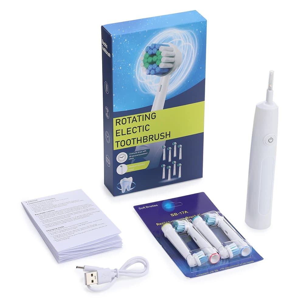 3D rotating electric toothbrush with USB charger and travel case — image 7