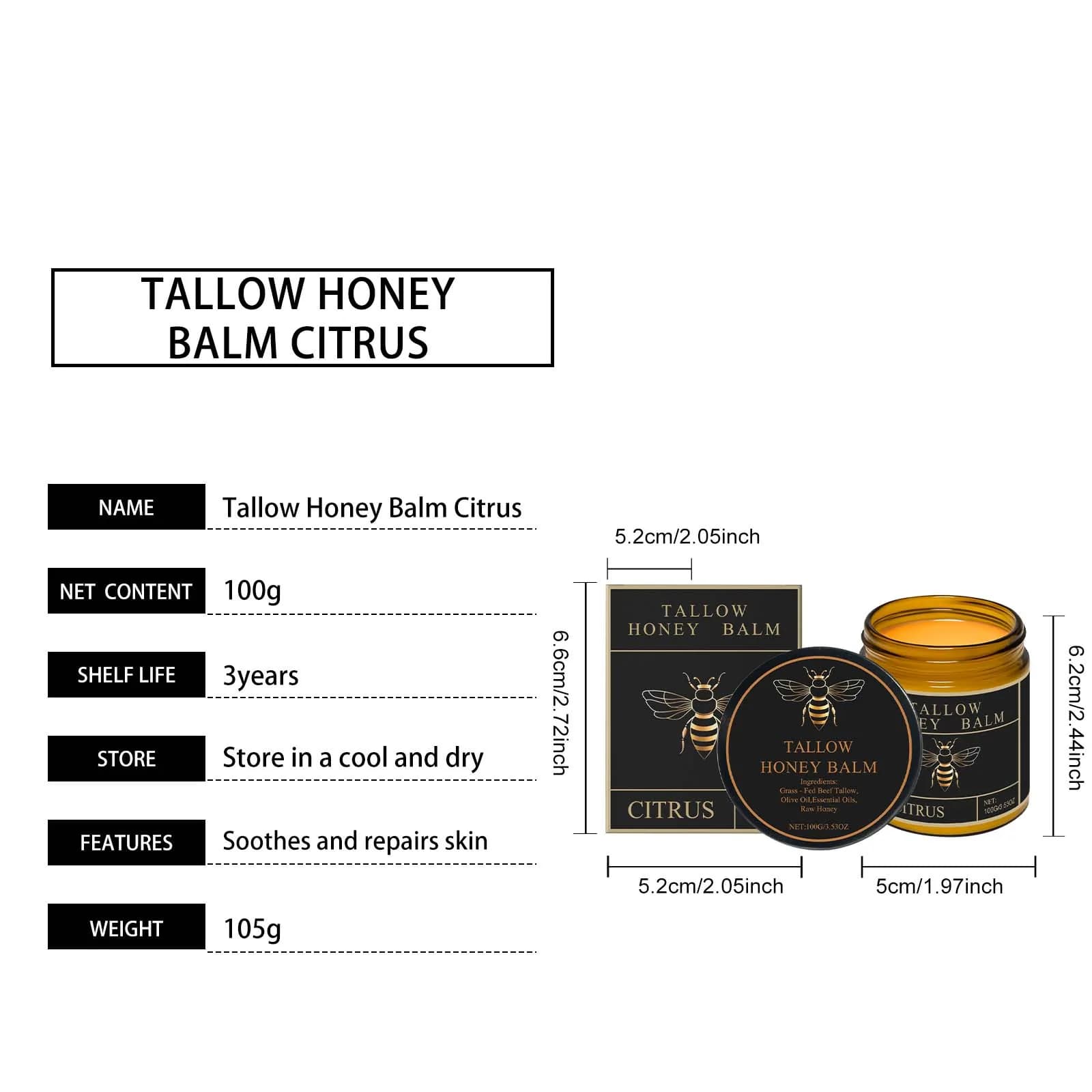 tallow honey cream hydrating glow moisturizer jar — image 7
