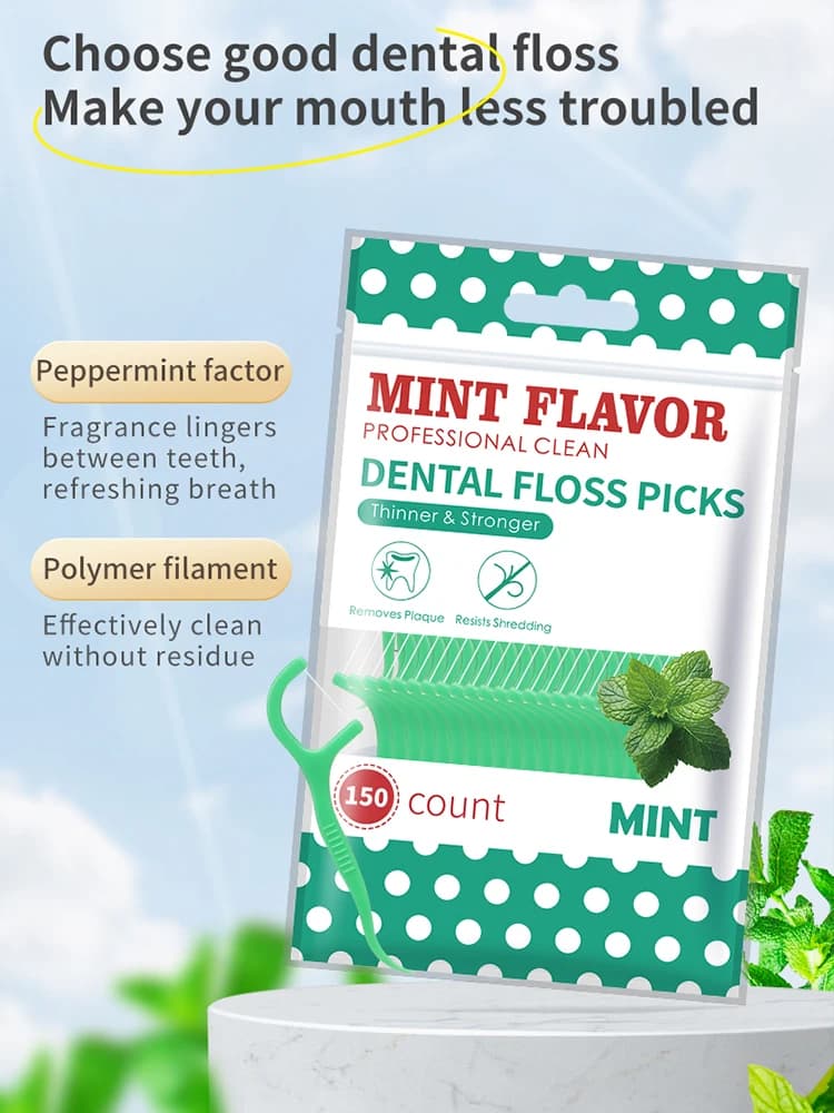 Mint-flavored dental floss stick — image 7