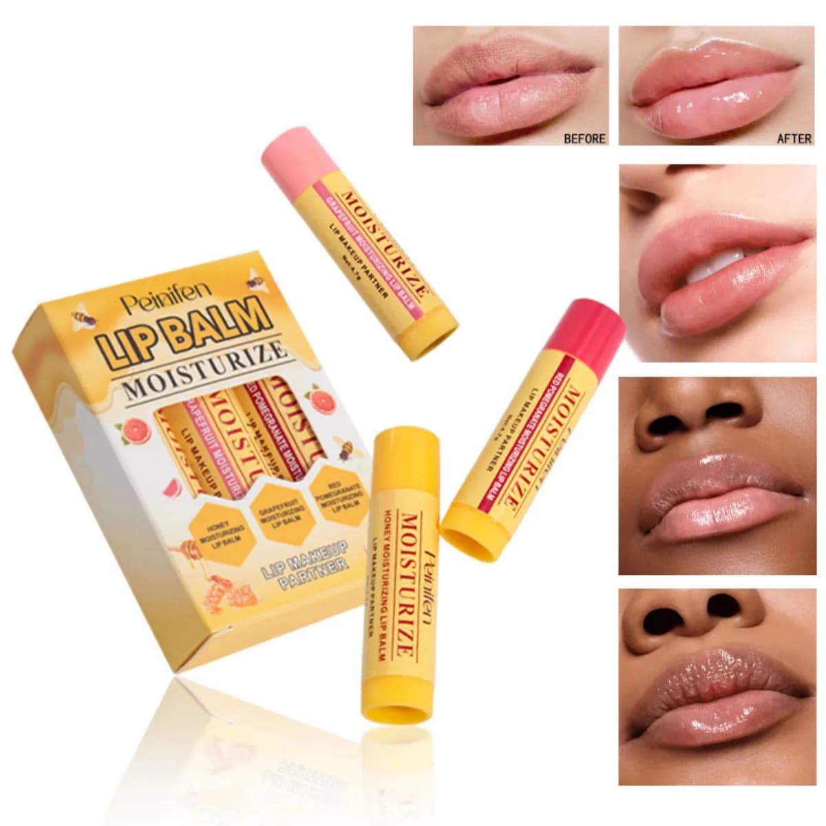 three natural plant lip balms in a set — image 3