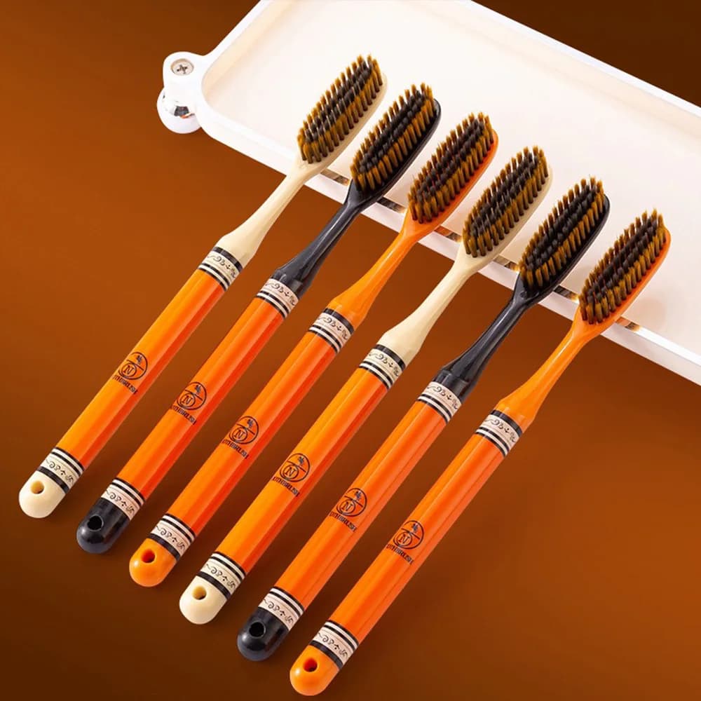 orange light luxury toothbrush with soft bristles — image 5