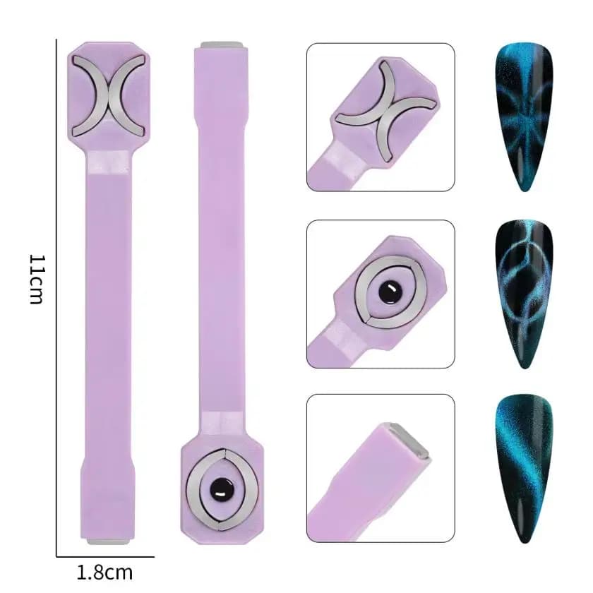 heart-shaped magnetic nail accessory with cat eye effect and side light — image 8