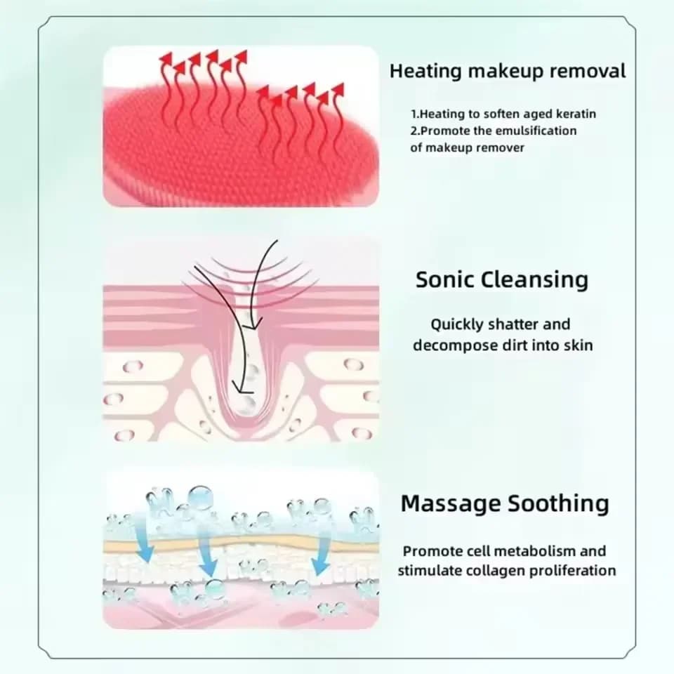 warm multifunction facial cleansing brush with interchangeable heads — image 3