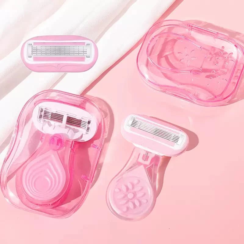 portable women's travel razor with protective net blade — image 7