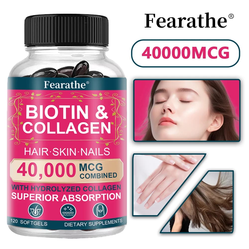 Biotin Collagen Supplement with 40,000 mcg – Supports Hair, Skin & Nails