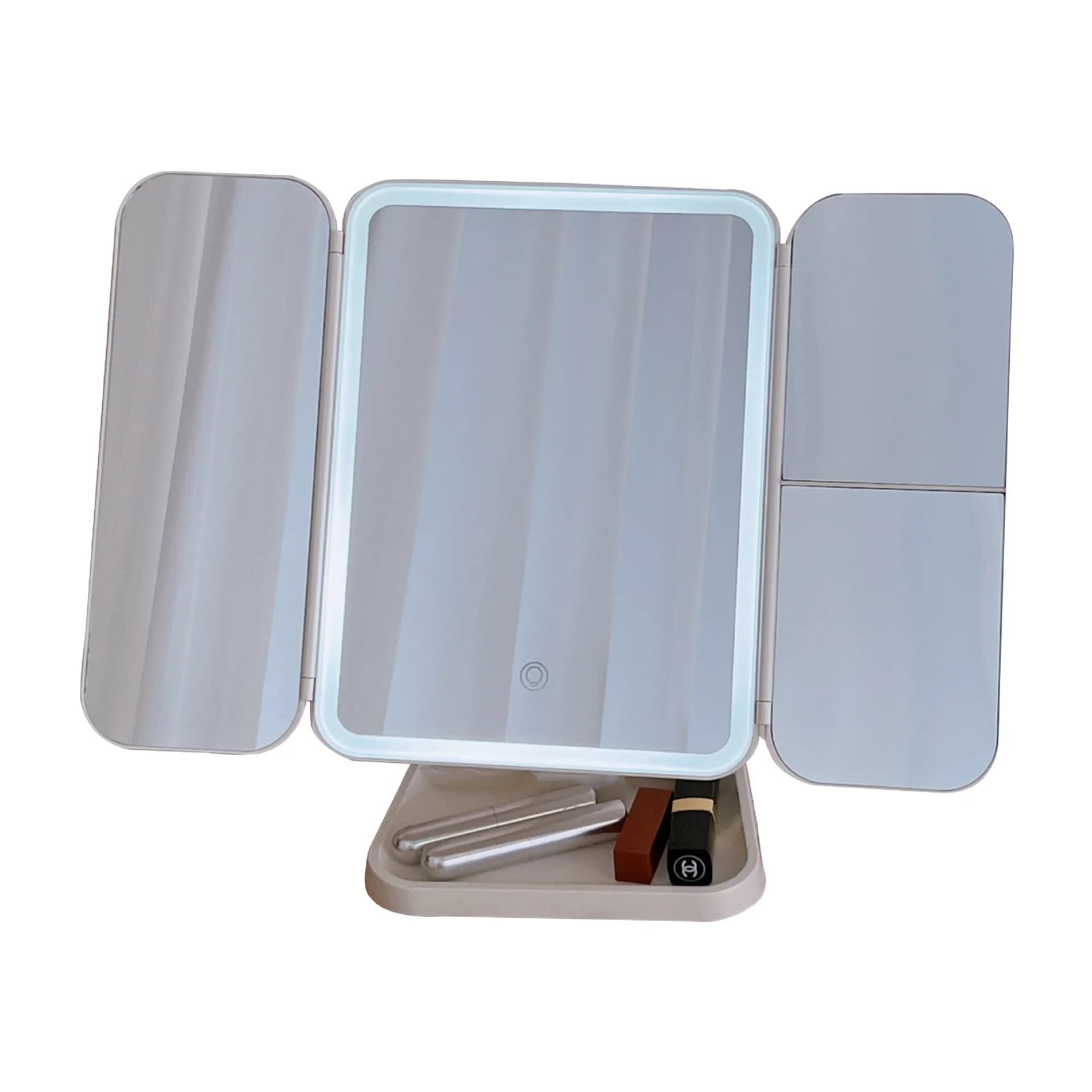 trifold LED makeup mirror with three panels — image 6