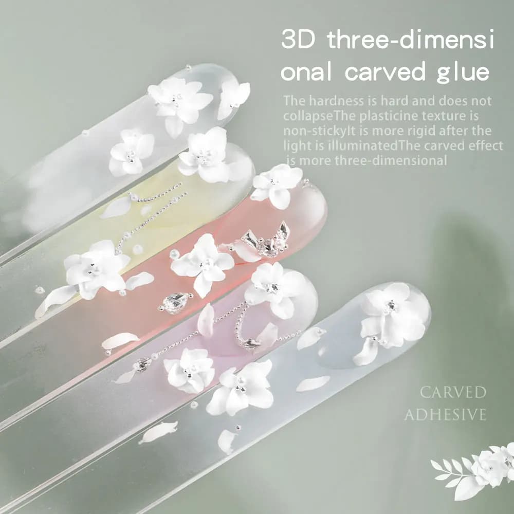 Pearl white satin 3D flower carving gel tube — image 5