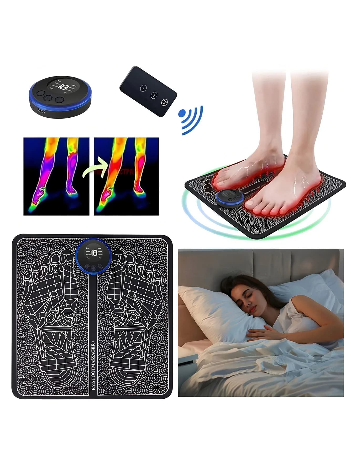 rechargeable EMS foot massager pad — image 1