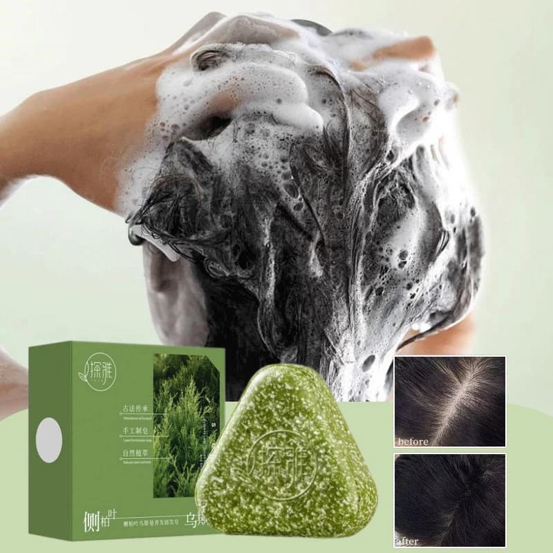 handmade herbal shampoo soap with usman grass — image 5