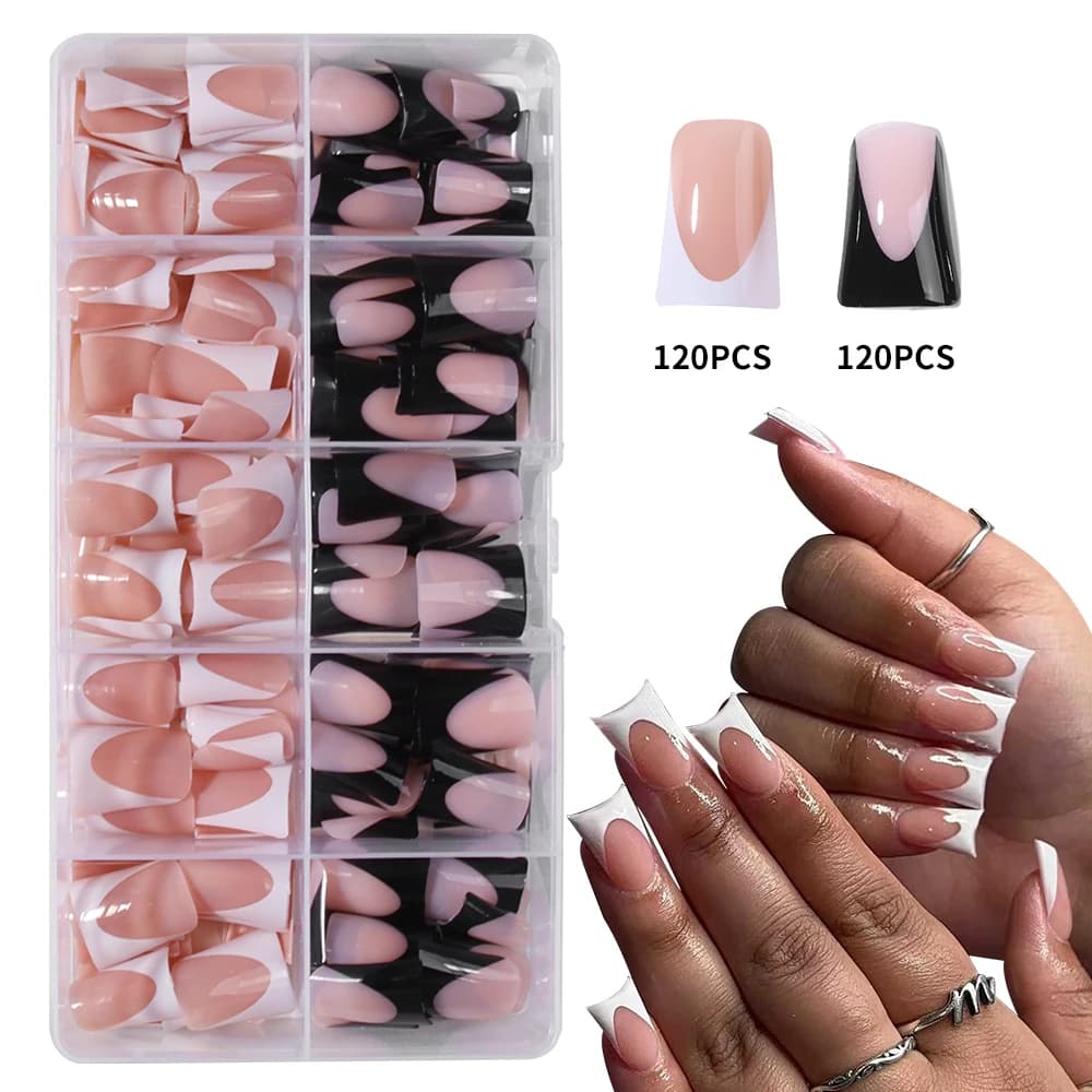 white press-on French nail set with file — image 7