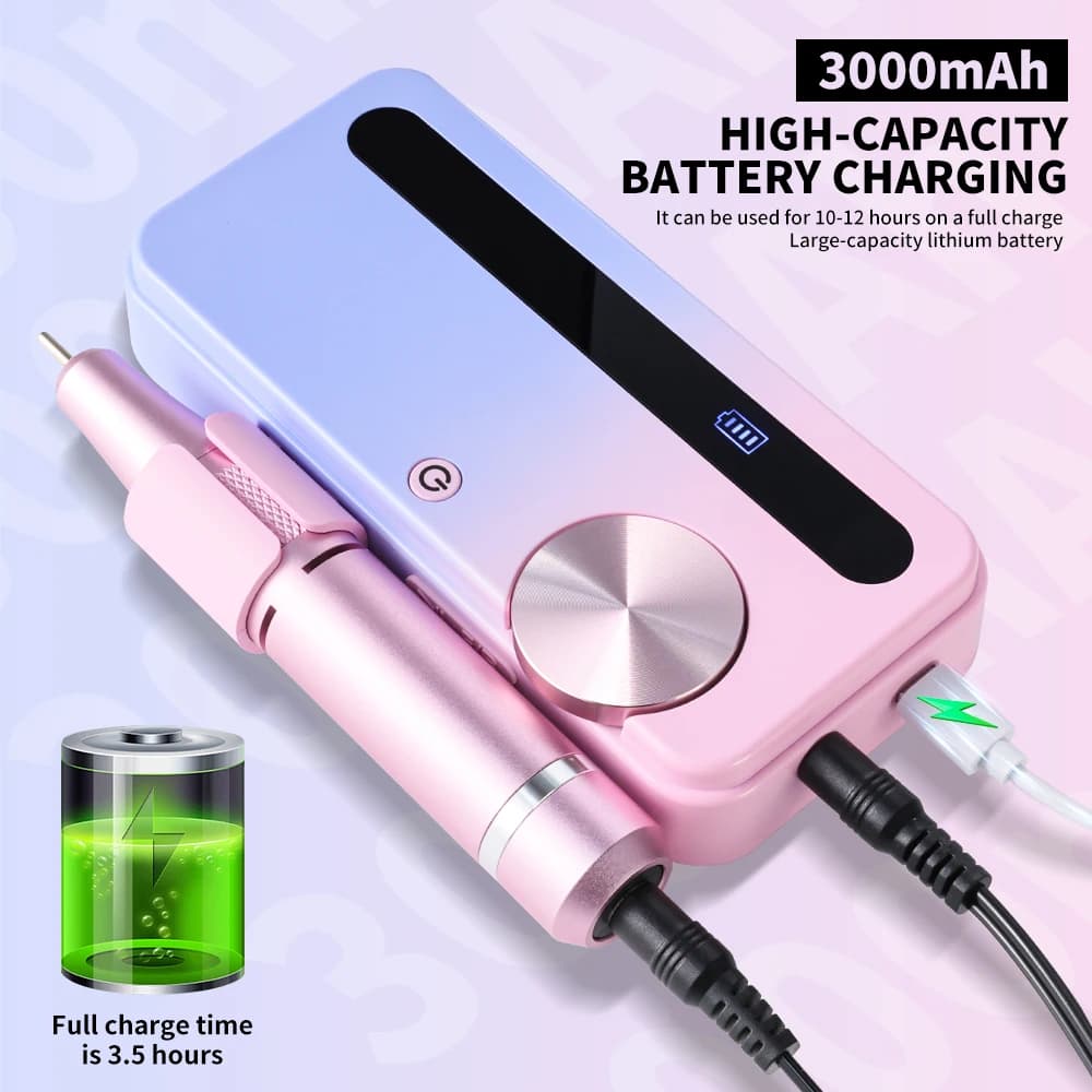 Rechargeable electric nail drill with 35,000 RPM motor — image 3