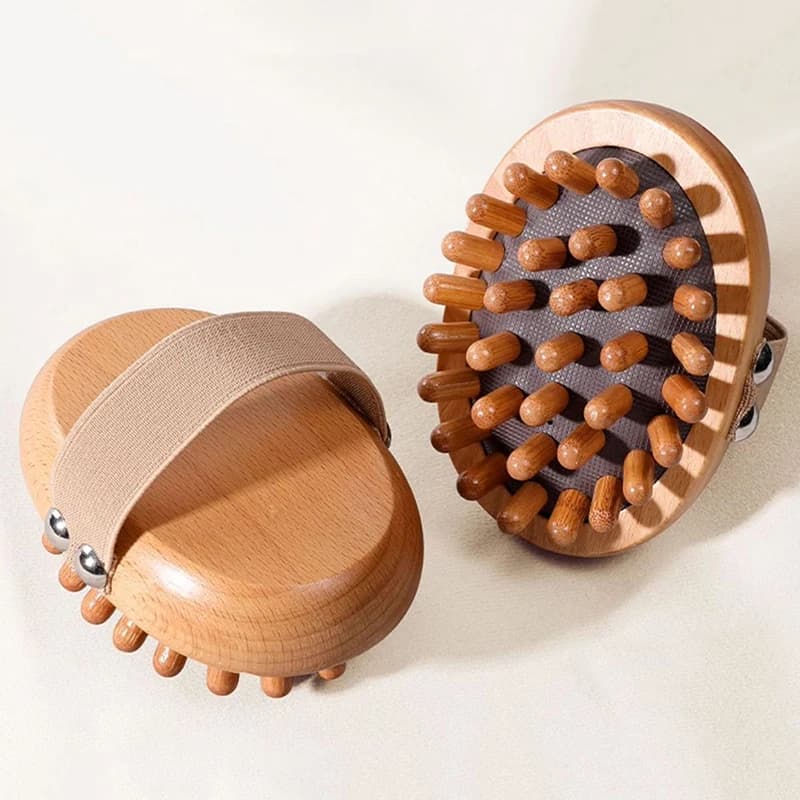 wooden anti‑cellulite body brush with oil cushion — image 6