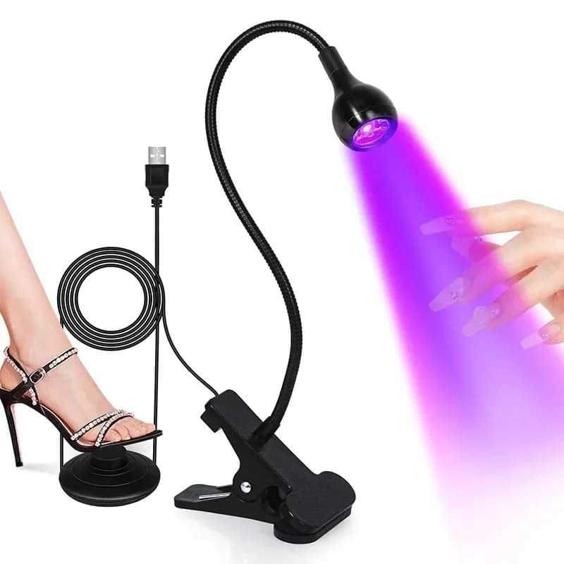 UV LED nail dryer with adjustable head and foot pedal — image 1
