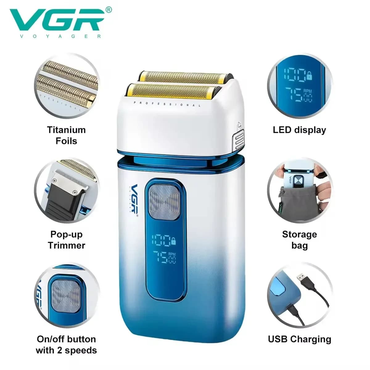 USB rechargeable hair and beard electric shaver — image 4
