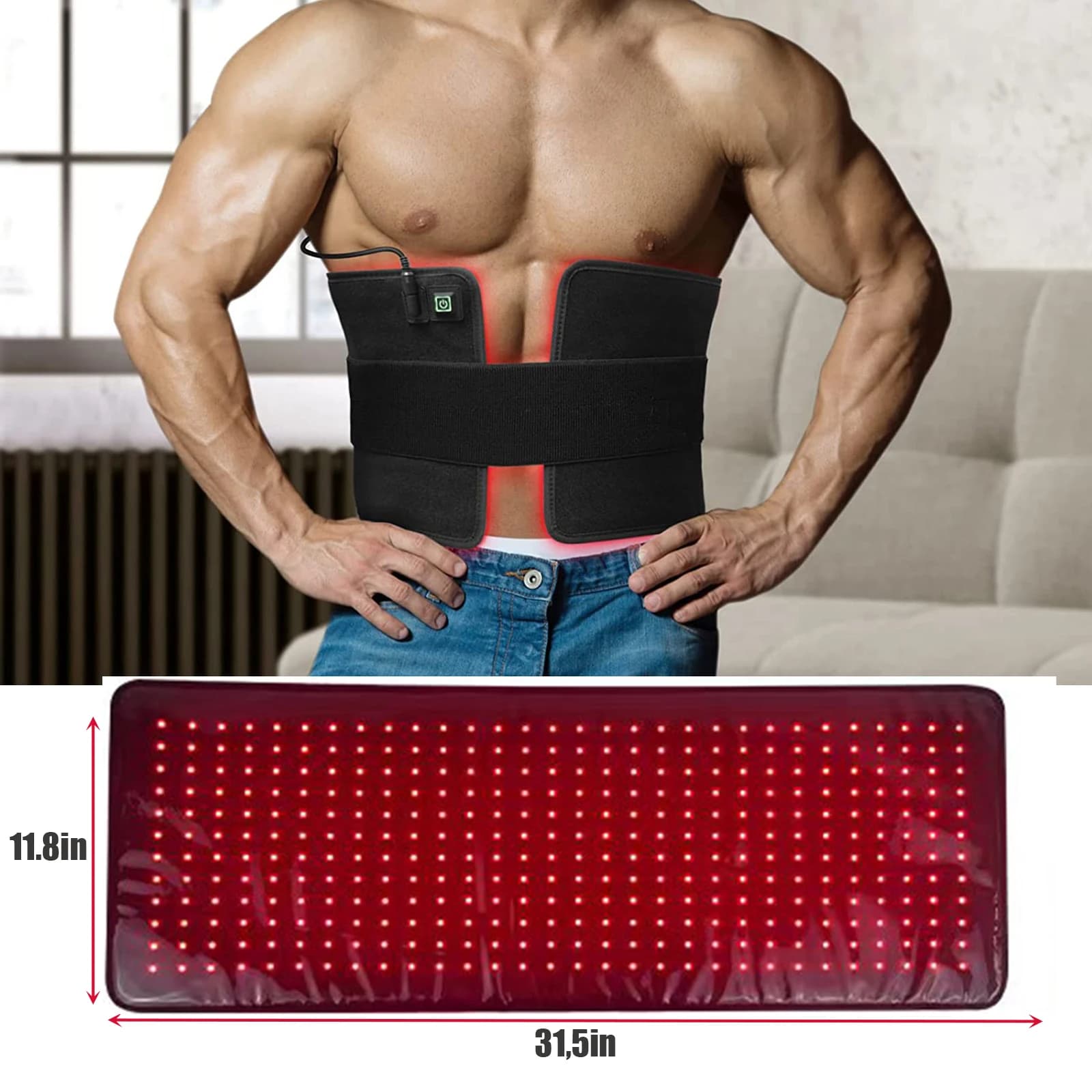 Red and infrared therapy belt wearable heating pad — image 4