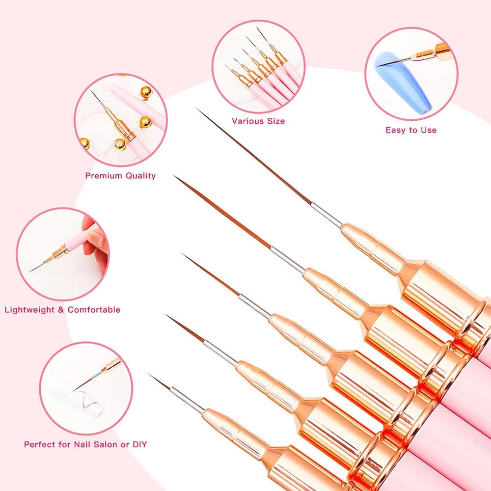 Nail Brush Pen 5pcs/set Nail Art Liner Brushes Set Elongated — image 3