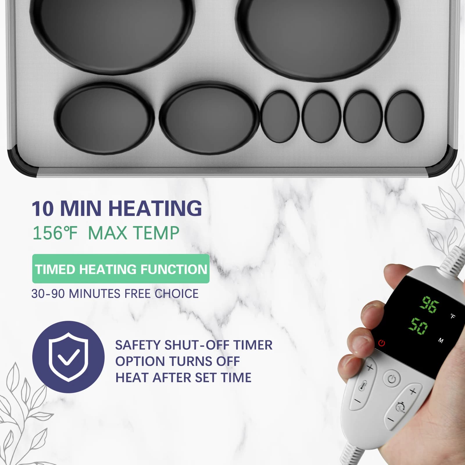 Adjustable hot stone massage set with heater — image 4