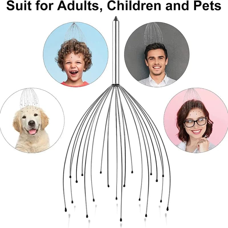 Stainless steel octopus head scalp massager with 12 claws — image 4
