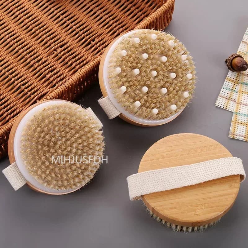 2-in-1 dry skin body massage brush with natural bristles — image 3