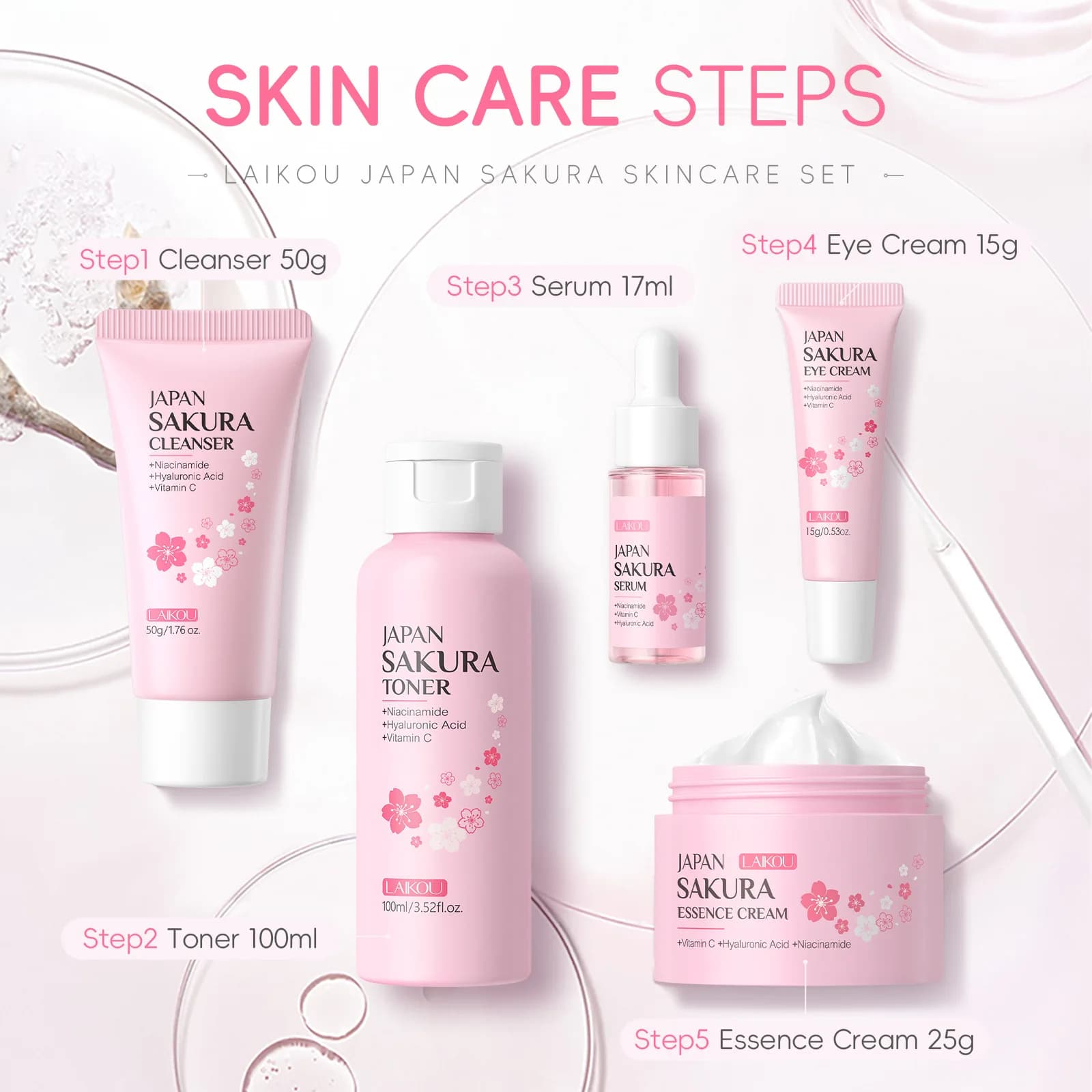 LAIKOU Sakura 5-piece skin care set — image 5