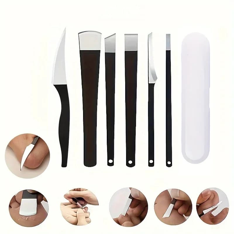 Stainless Steel Foot Care Set – Exfoliating Knife, Scraper, Toenail Clippers & S
