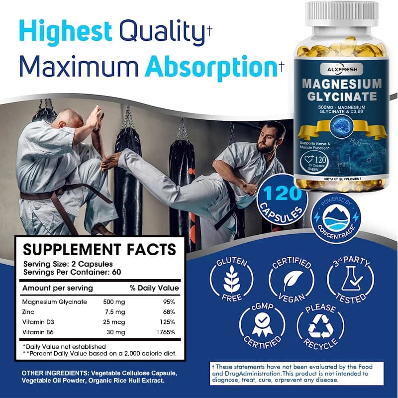 bottles of magnesium glycinate with zinc vitamin d3 and b6 supplement — image 5