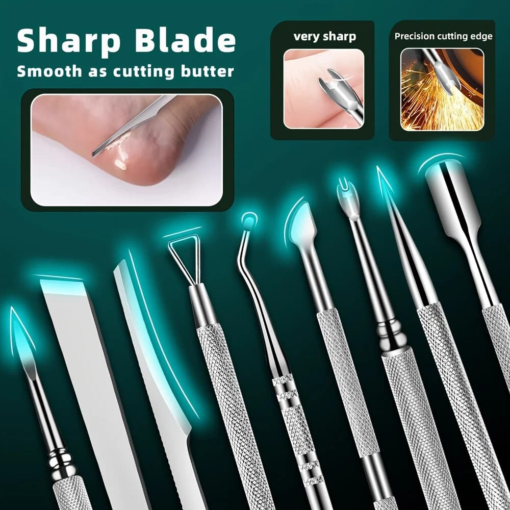 10‑piece stainless steel pedicure tool set with travel case — image 3