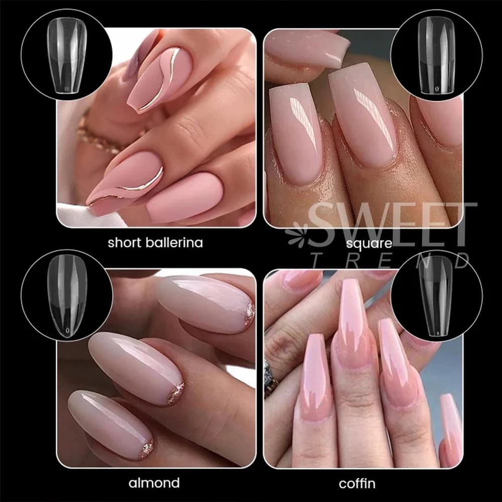 soft gel nail tips medium short almond coffin pack of 550 — image 2