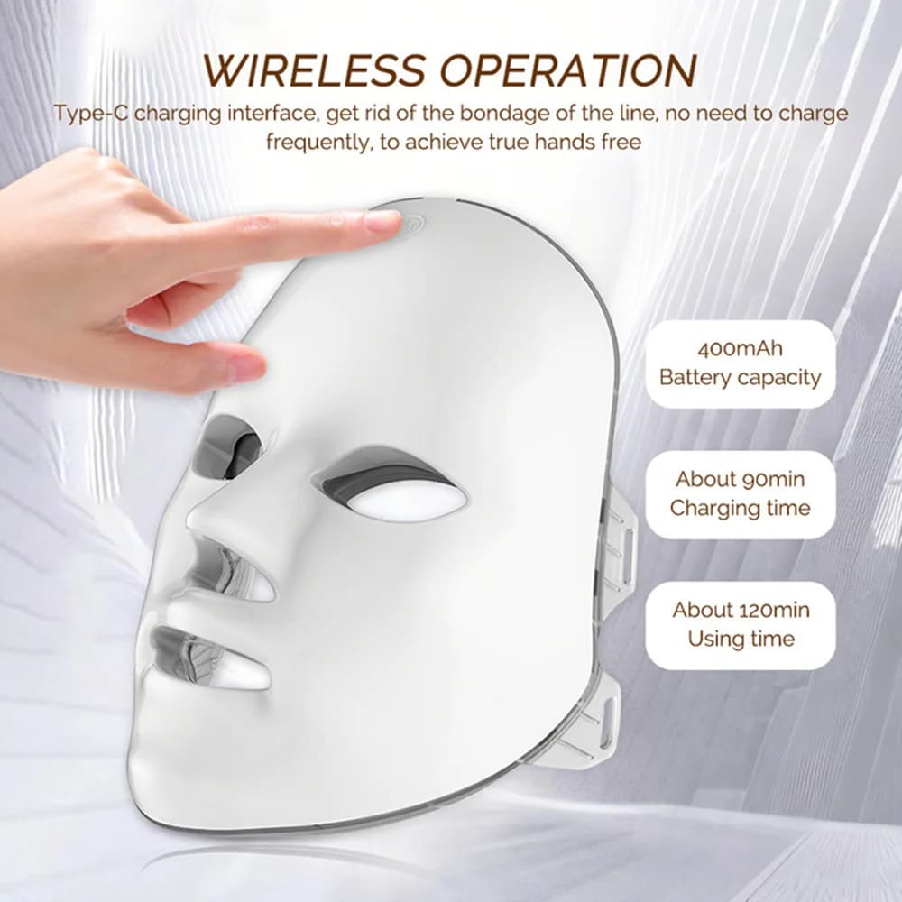 7‑color LED facial mask with red light panel — image 5