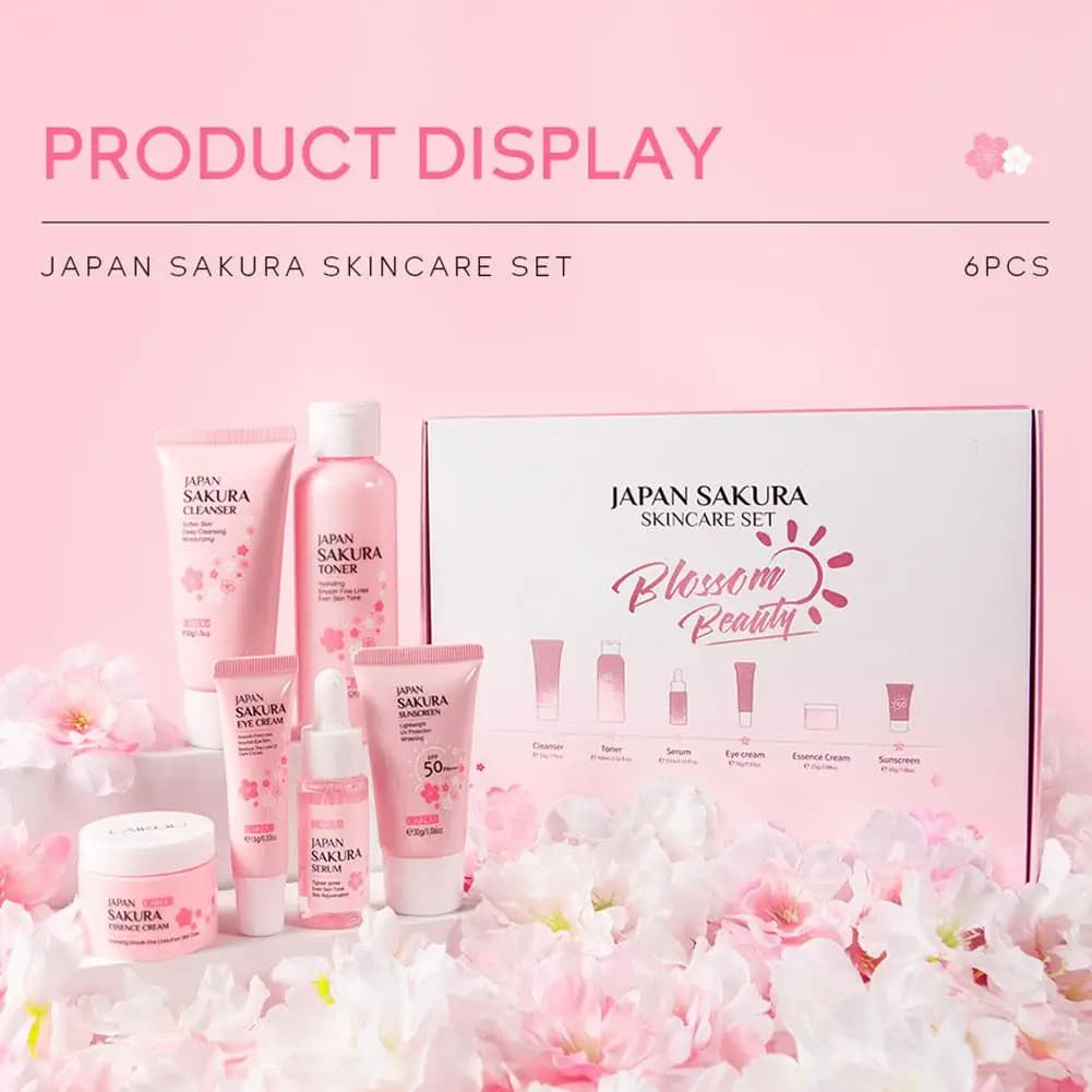 Sakura skin care set with six products in a gift box — image 4