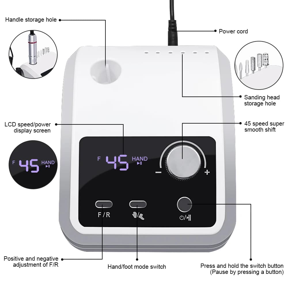 electric nail drill with metal body — image 3