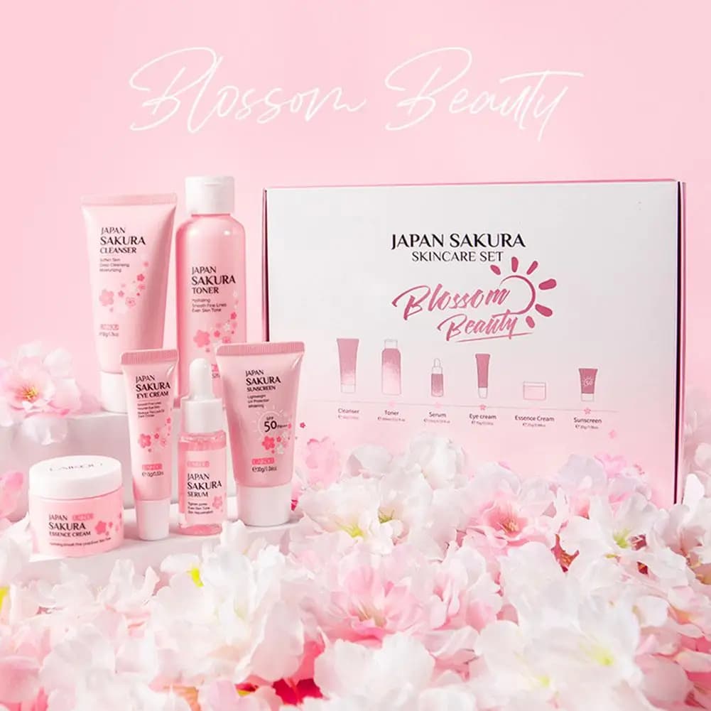 Sakura skin care set with six products in a gift box — image 2
