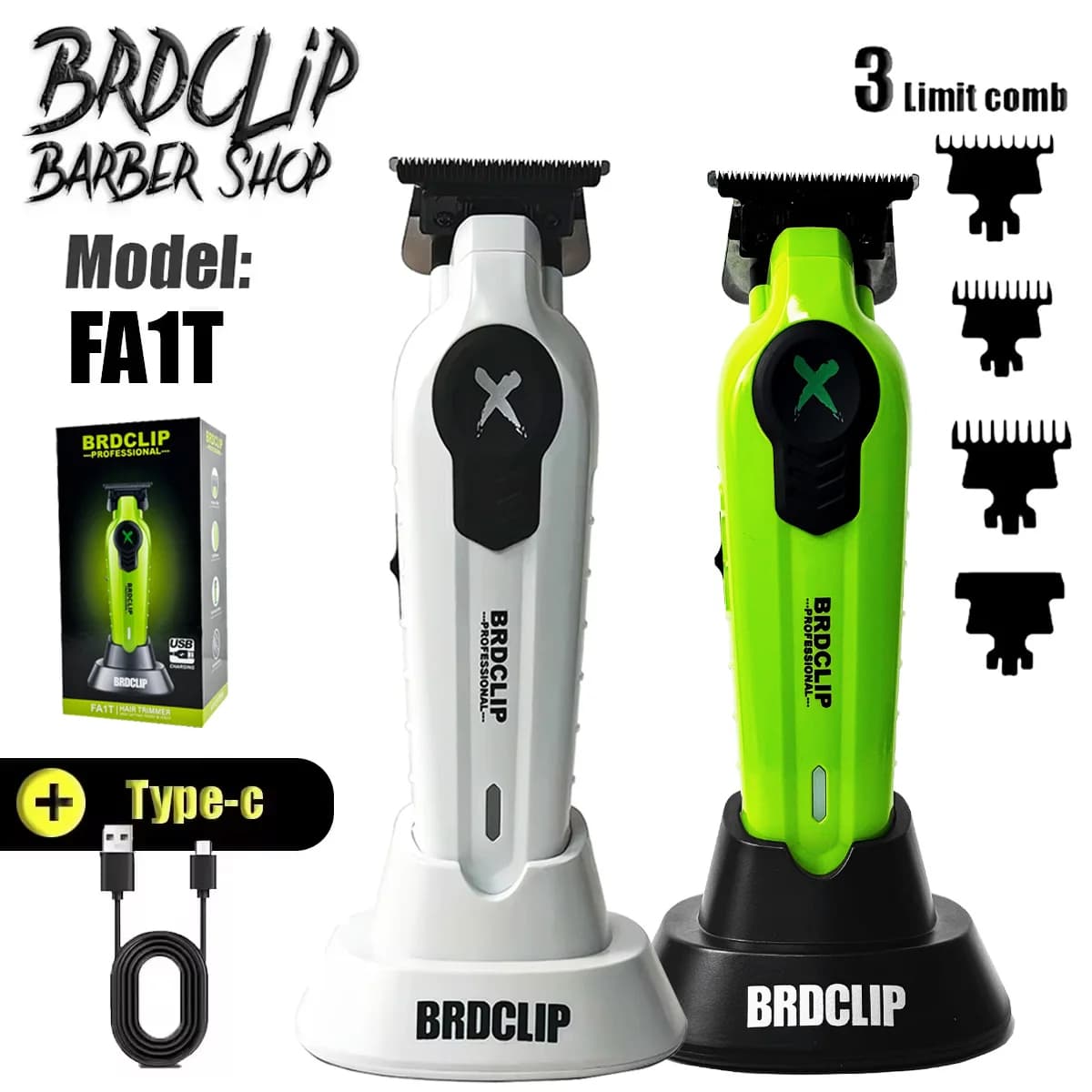 green professional hair trimmer with charging stand — image 1