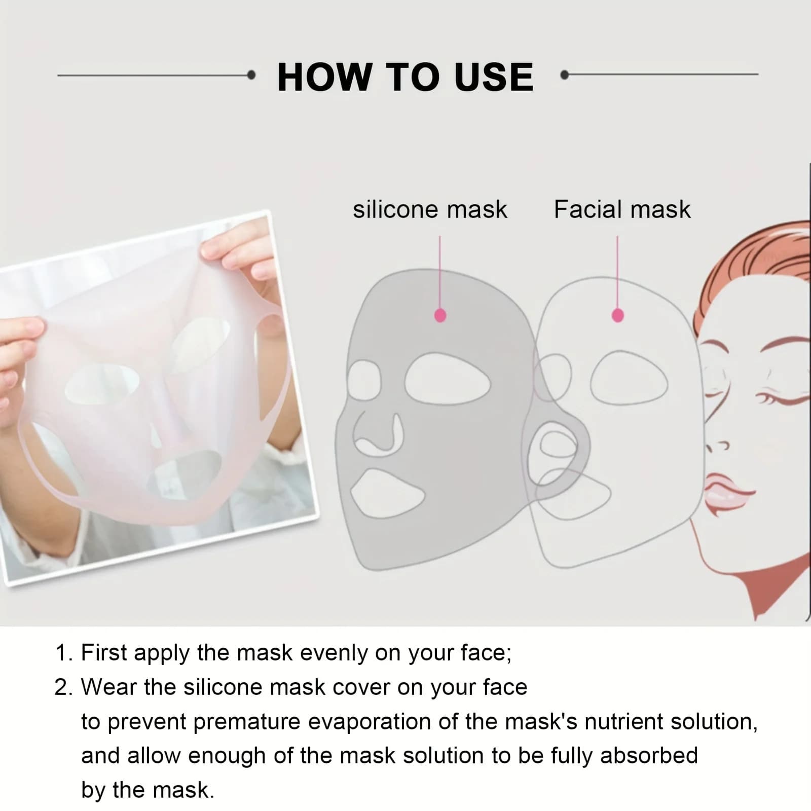 3D reusable silicone facial mask — image 3