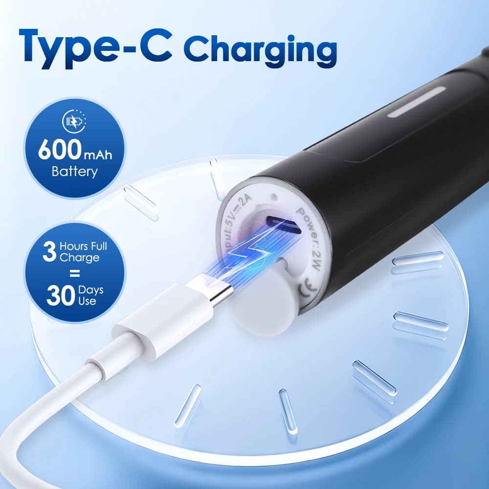 3D rotating electric toothbrush with USB charger and travel case — image 6