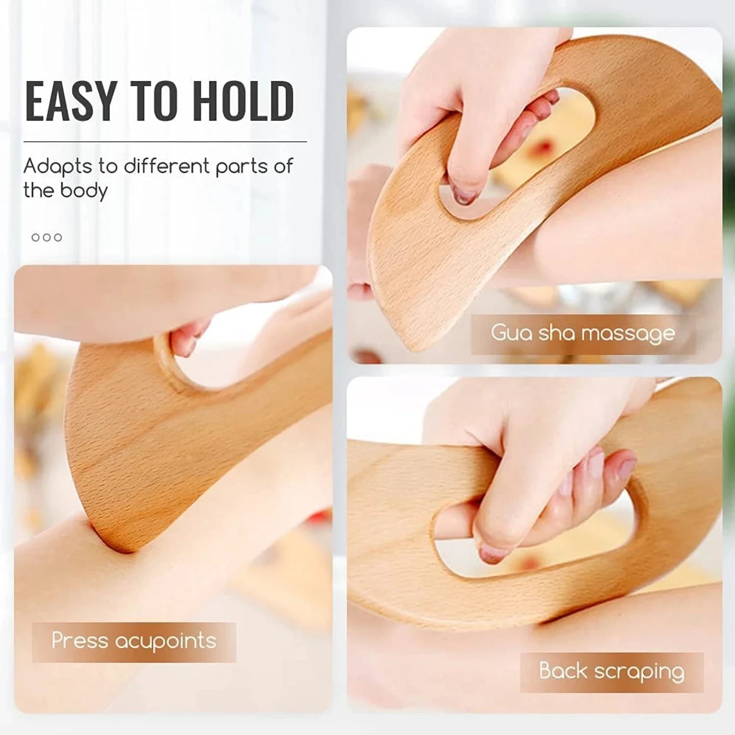 natural wooden gua sha massager for full body — image 3