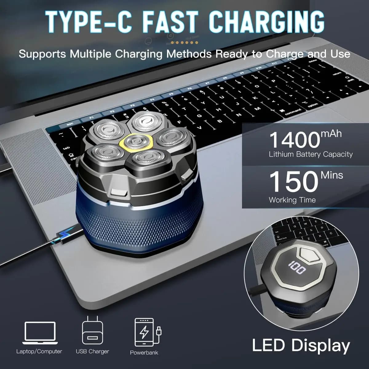 magnetic electric head shaver for bald men — image 3