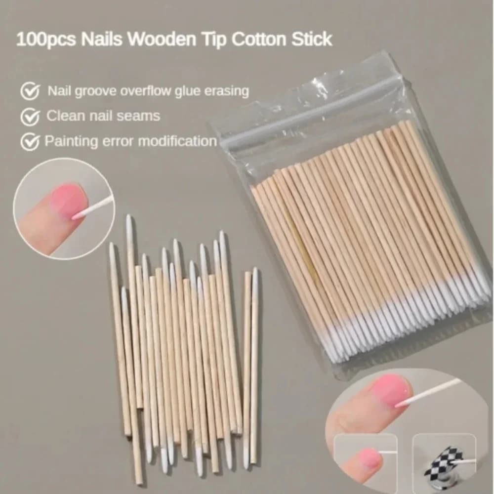 Disposable wooden tip cotton nail sticks — image 2