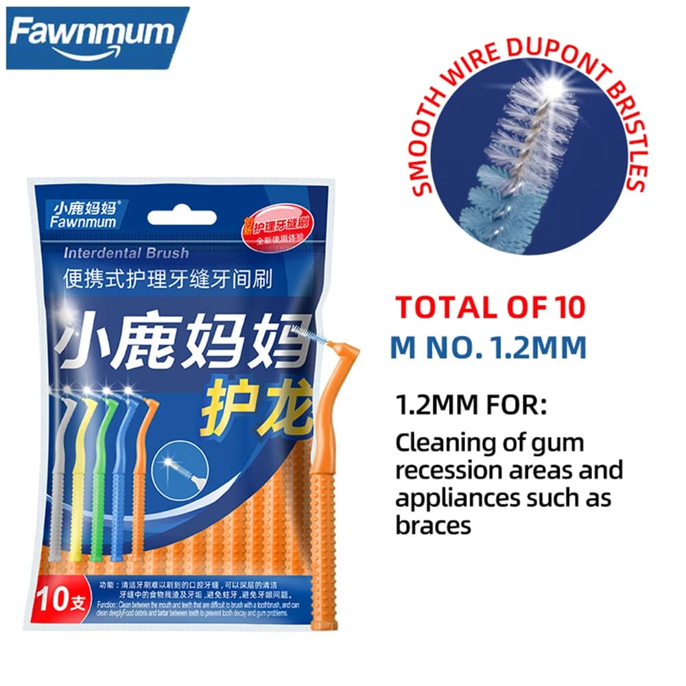 L‑shape interdental brush set with 10 brushes and bag — image 7