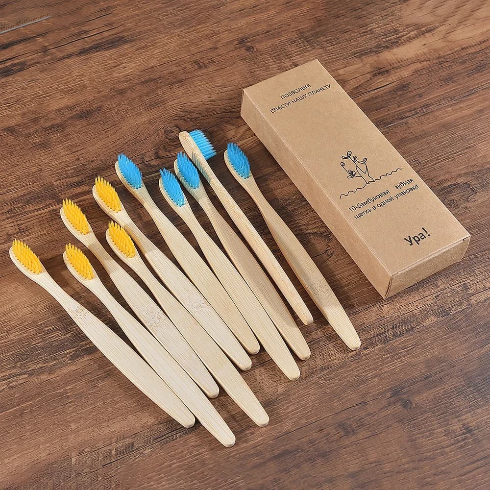 Colorful bamboo toothbrushes with soft bristles — image 8