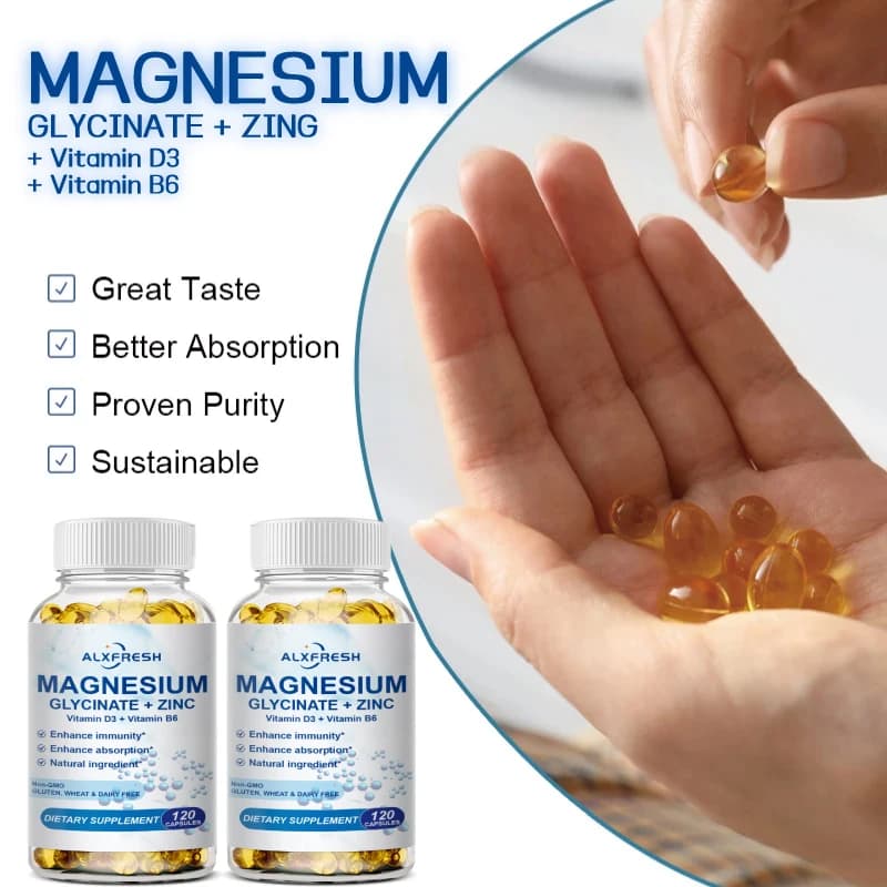 bottles of magnesium zinc vitamin d3 b6 supplement — image 6