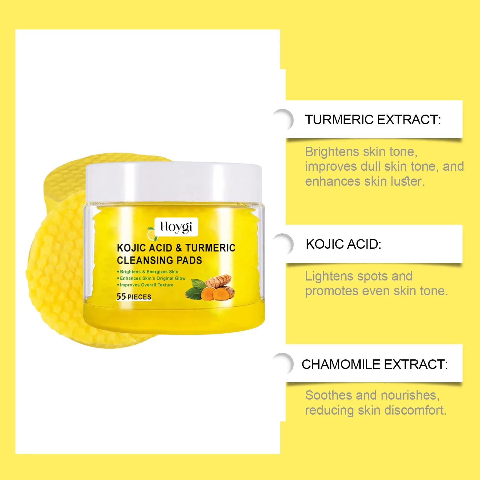 Turmeric and kojic acid facial cleansing pads — image 5