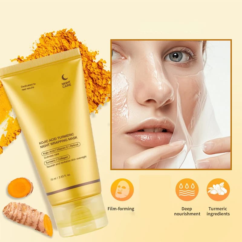 Kojic acid and turmeric night wrapping facial mask in a 75 ml tube — image 3